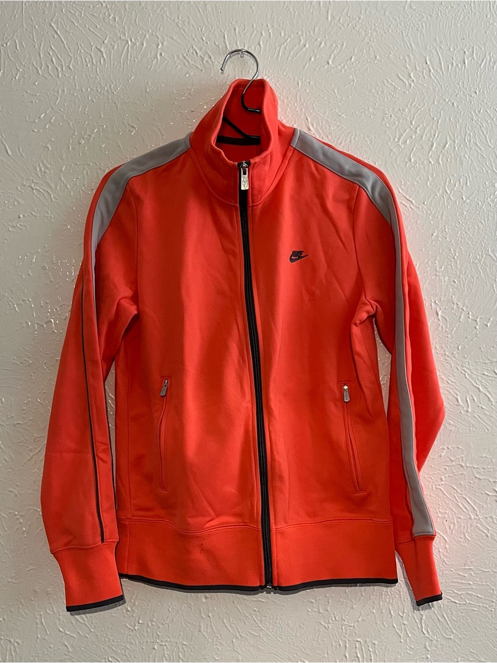 Nike Women's Bright Salmon Track Jacket with Gray Stripes